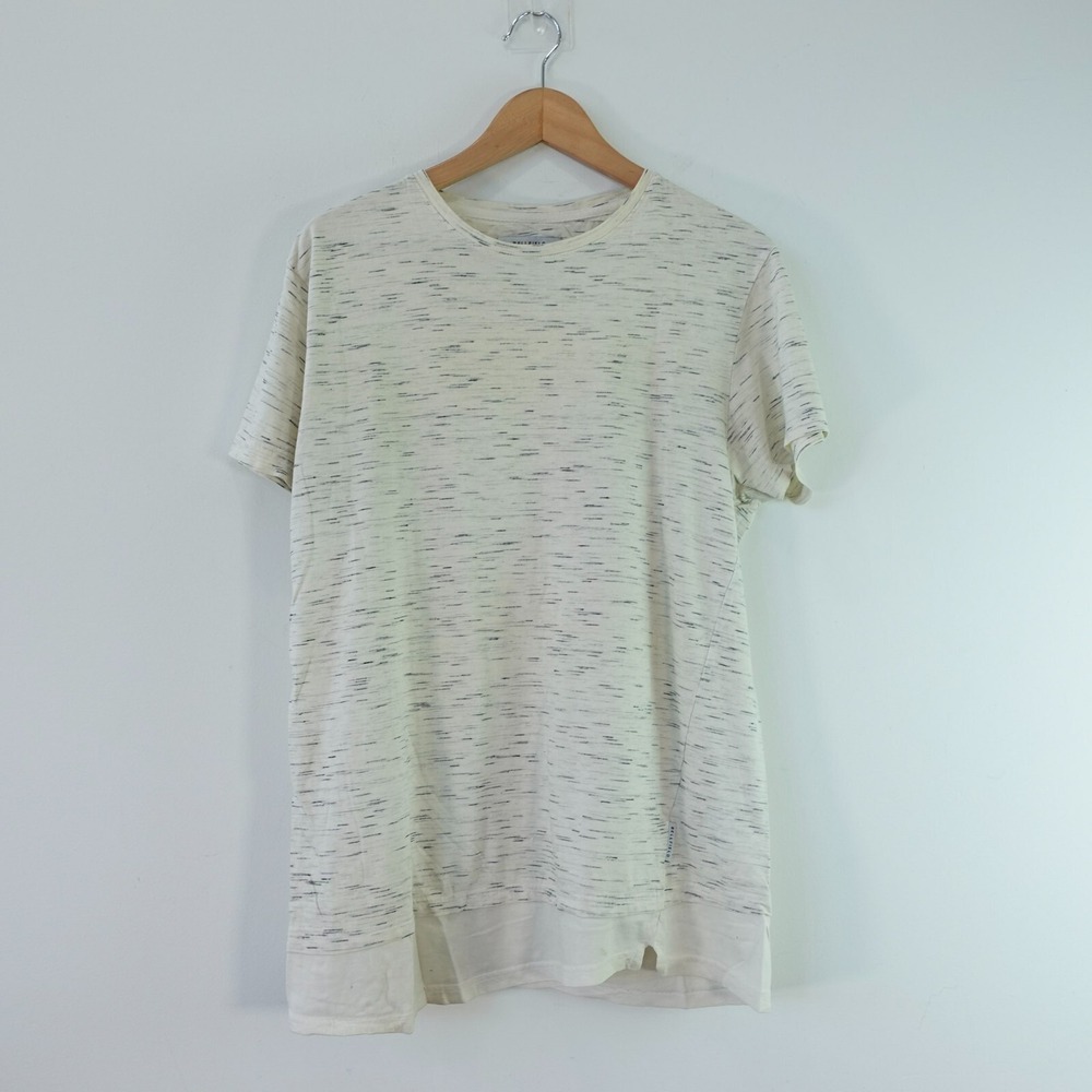 Marble Cotton Shirt Men Medium Stone White Tee Side Slits Short Sleeve BELLFELD